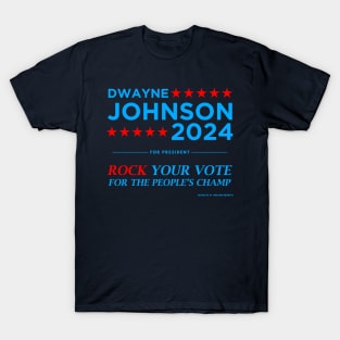 Vote The Rock 2024 President Dwayne Johnson Election (blue) T-Shirt